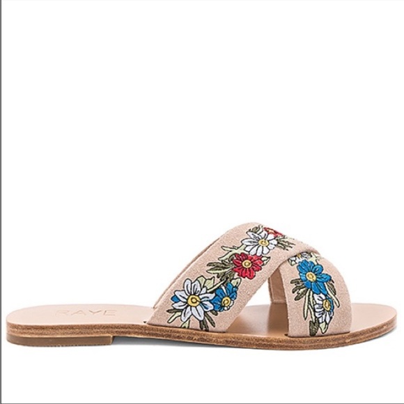 Raye Beige + Colorful Floral Embroidered Sandals - Picture 2 of 8